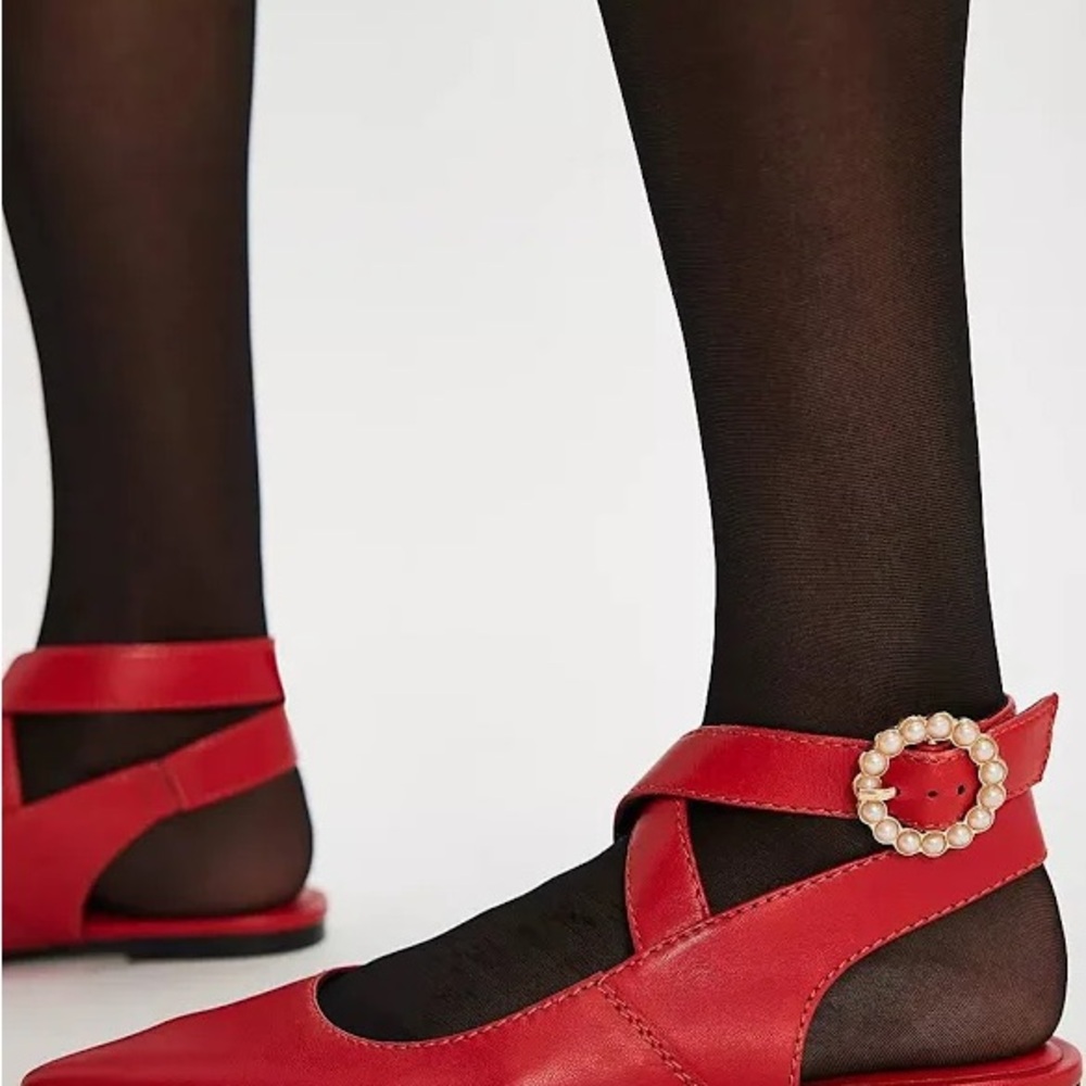 Free People Red Flats with Pearl Accent